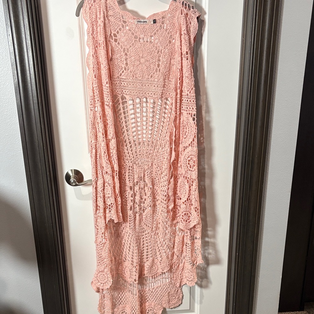Origami Pink Lace Cardigan - NWOT